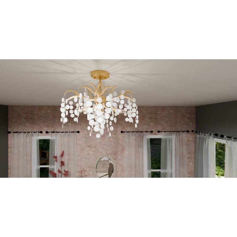 Maple 4-Light Gold Leaf Semi-Flush Mount
