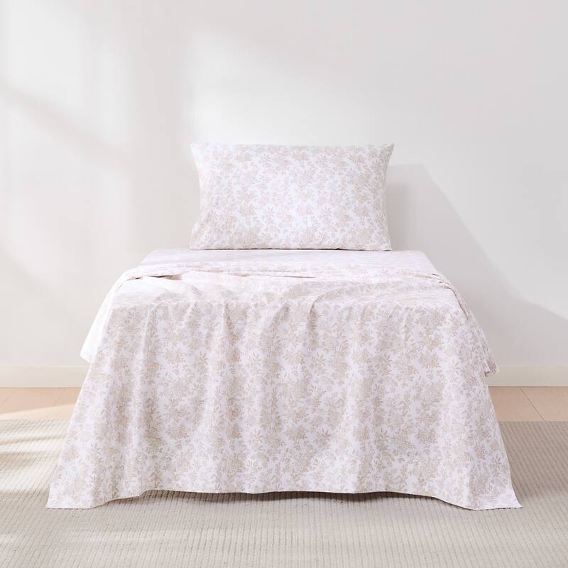 Lush Decor Peony Toile Peach Cotton Sheet Set - Twin