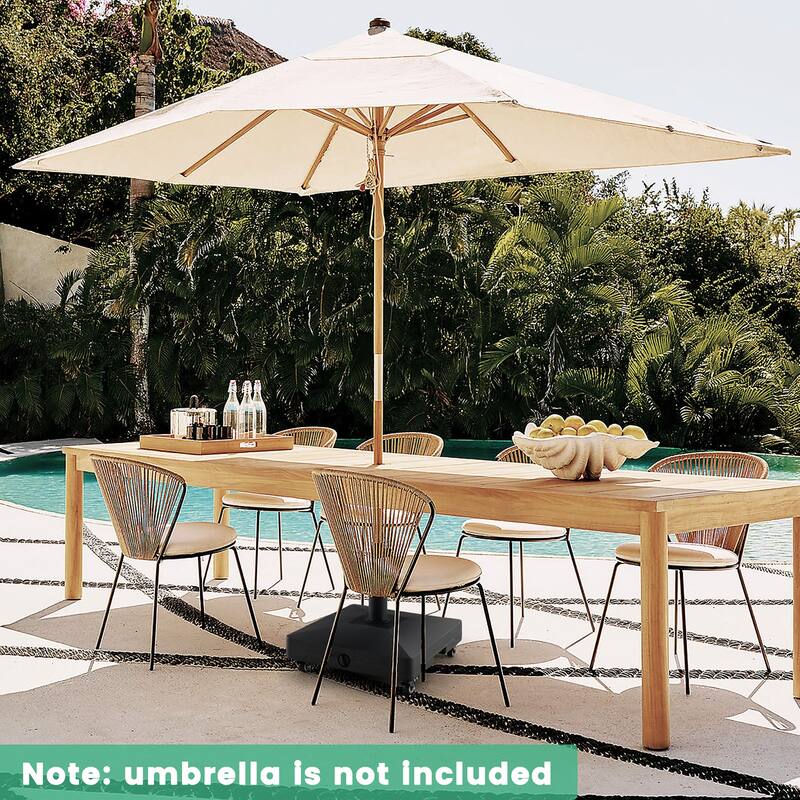 Gymax Patio Umbrella Base w/ 4 Universal Wheels 2 Receivers Square