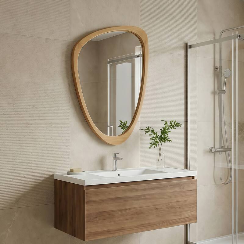 Irregular Solid Wood Frame Decorative Mirror