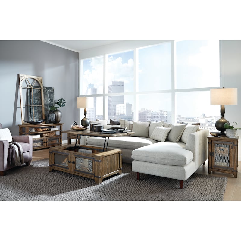 Magnussen Home Chesterfield Farmhouse Timber Chairside End Table - 19''W x 19''D x 26''H