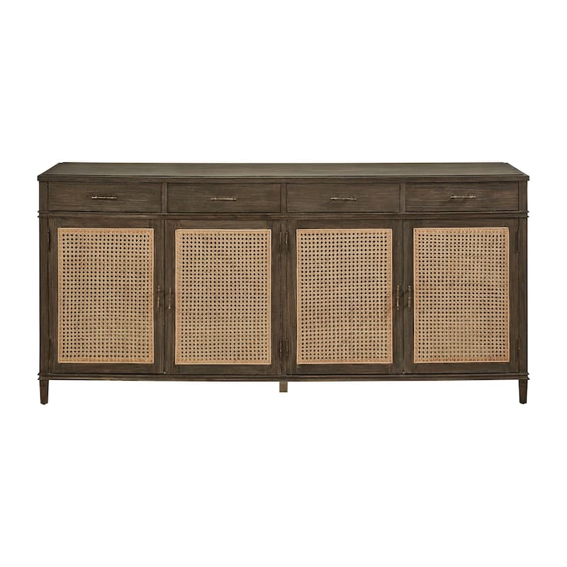 Cambridge 78-inch Open Cane Buffet with Shelves & Drawer Storage