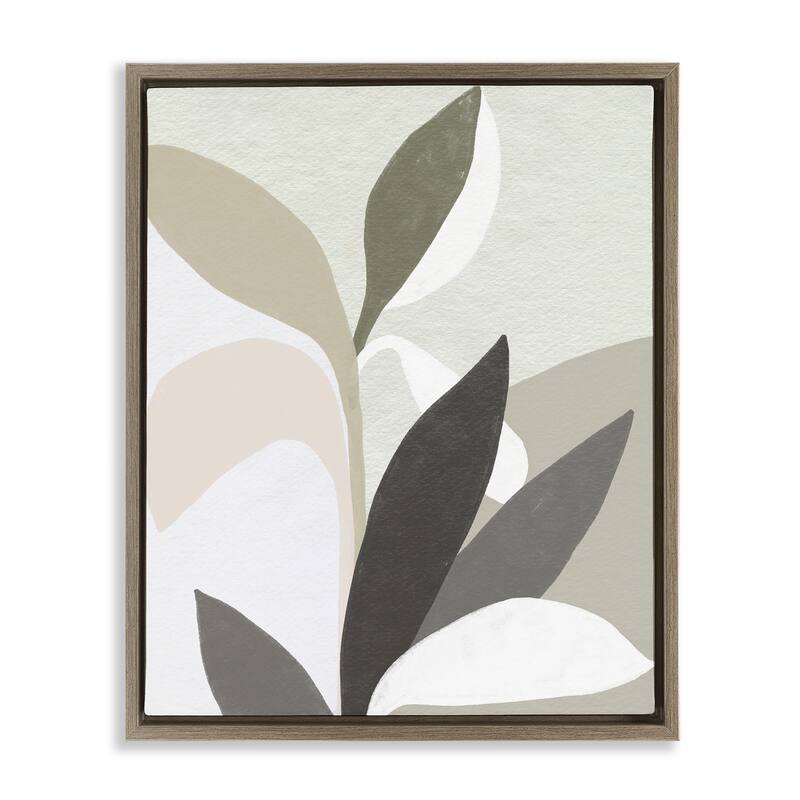 Stupell Organic Soft Leaf Shapes Framed Floater Canvas Wall Art Design By June Erica Vess - 25 x 31 - Brown