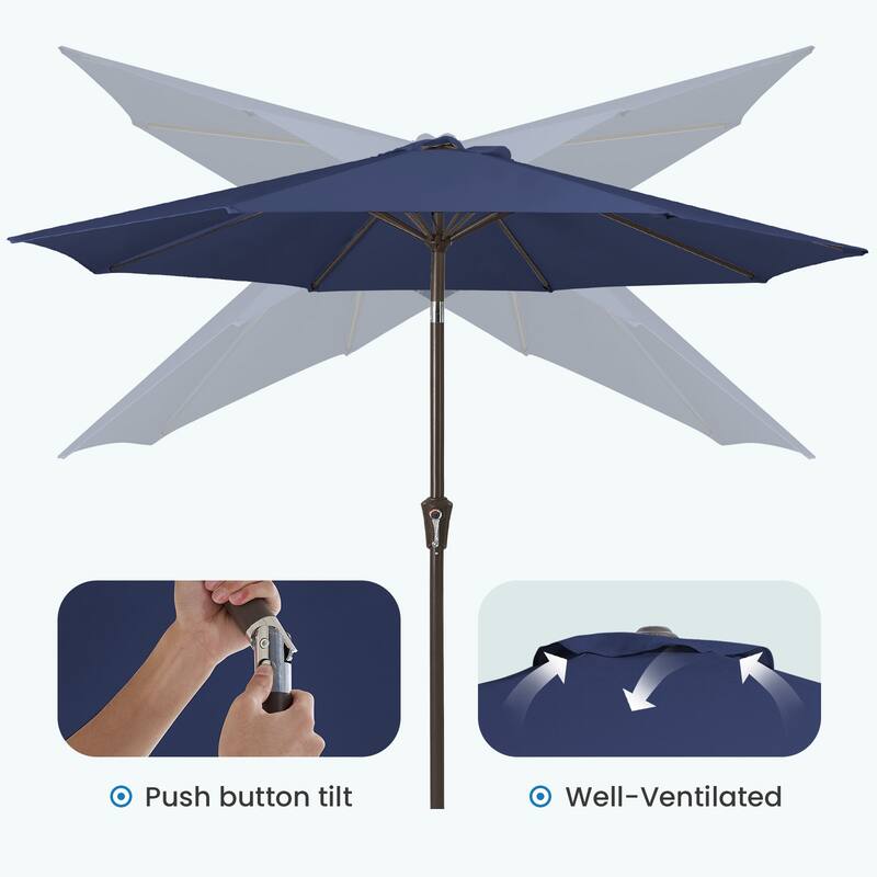 10ft Patio Market Umbrella with Crank & Tilt,UV-Risistant