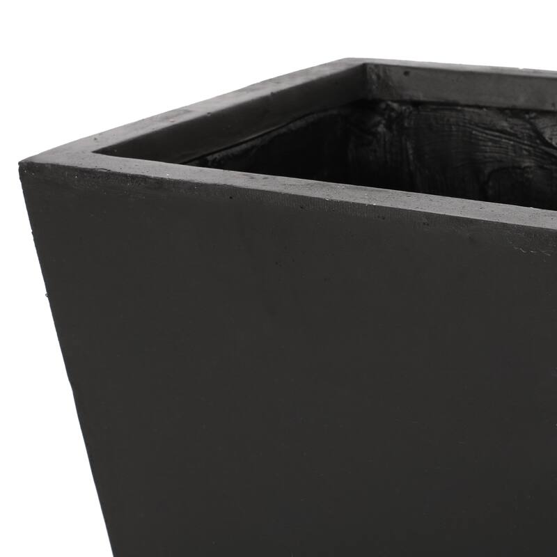 ELLA L 13 Tall Black Magnesium Oxide Planter 13x13x28.5 Inch Tapered Outdoor Modern Garden