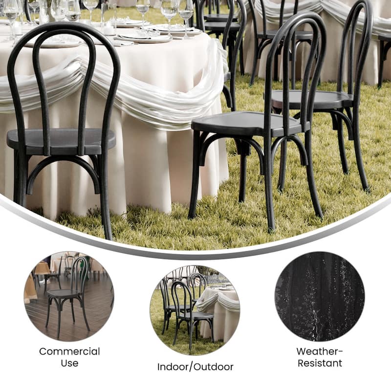 Indoor/Outdoor Commercial Grade Wood Look Resin Thonet Style Chair - 16.5"W x 19.25"D x 36"H