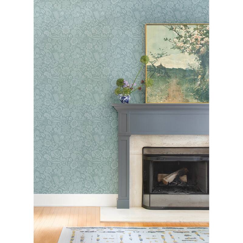 A-Street Prints Marta Teal Floral Trail Wallpaper
