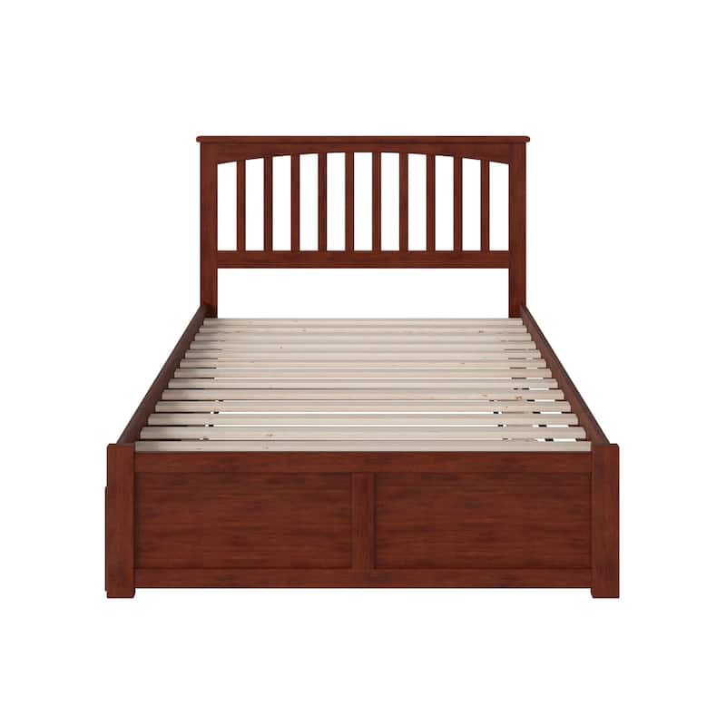 Mission Full Platform Bed with Footboard and Full Trundle Bed