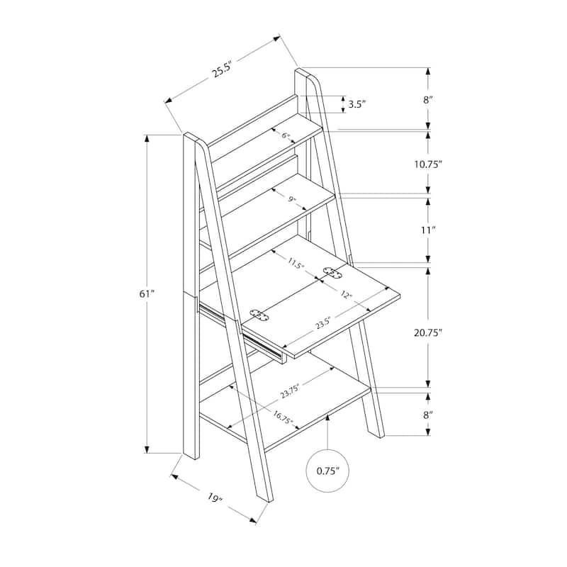 Computer Desk, Home Office, Laptop, Leaning, 61"h, Work, Storage Shelves, Brown Laminate