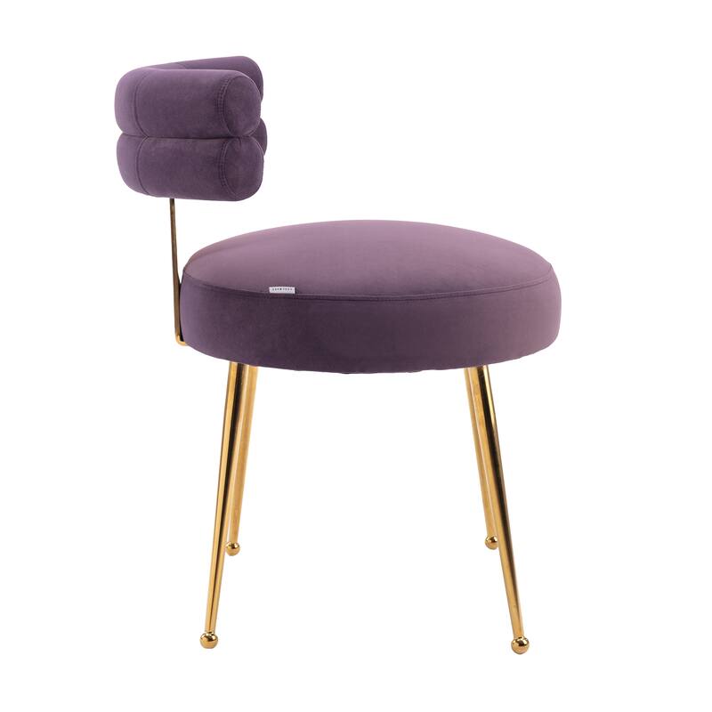 Velvet light luxury dining chairs, metal leisure chairs with backrest,sets of 2