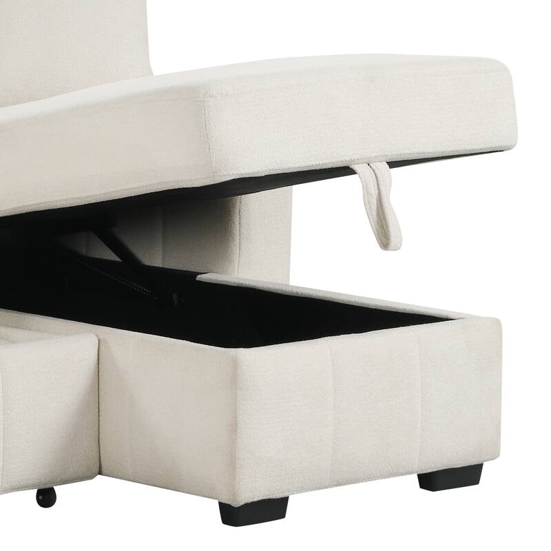 L-Shaped Sectional Sofa with Pull-out Sofa Bed, Modular Sleeper Sofa Couch with Reversible Storage Chaise for Living Room