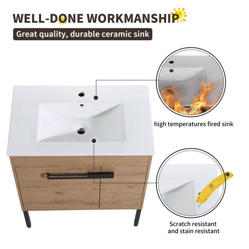 Beingnext 24"/30"/36" Bathroom Vanity with Sink, Freestanding/Floating Bathroom Vanity with Soft Close Door and Adjustable Shelf