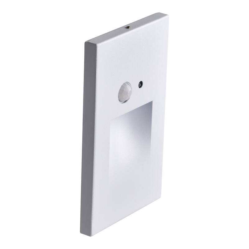 Hardwired White Motion Sensing Vertical LED Stair Light with Motion and Photocell Sensor