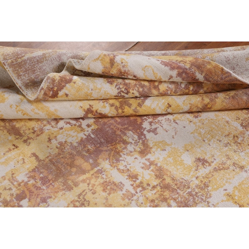 Abstract Area Rug Hand-Knotted Living Room Wool Carpet - 7'11" X 10'3"