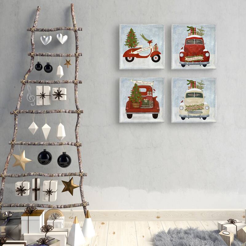 Christmas Scooter, Truck I, Truck II, Truck III by Beth Albert Canvas Art Prints