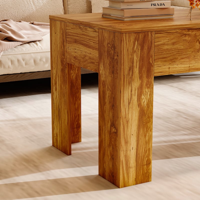 Solid Wood Coffee Table with Hidden Compartment Storage for Living Room