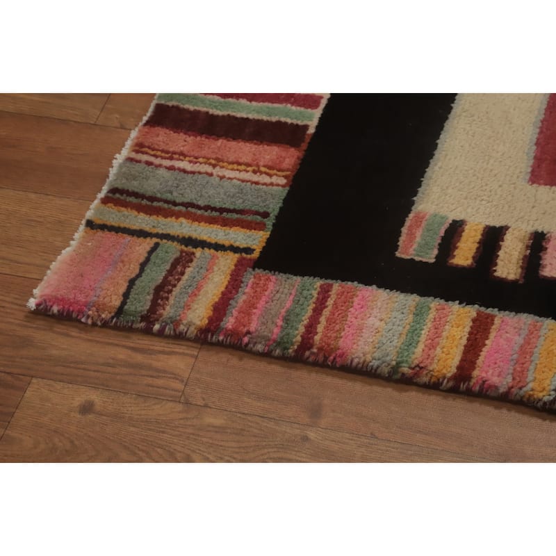 Vegetable Dye Geometric Gabbeh Turkish Area Rug Handmade Wool Carpet - 13' 4'' X 8' 0''