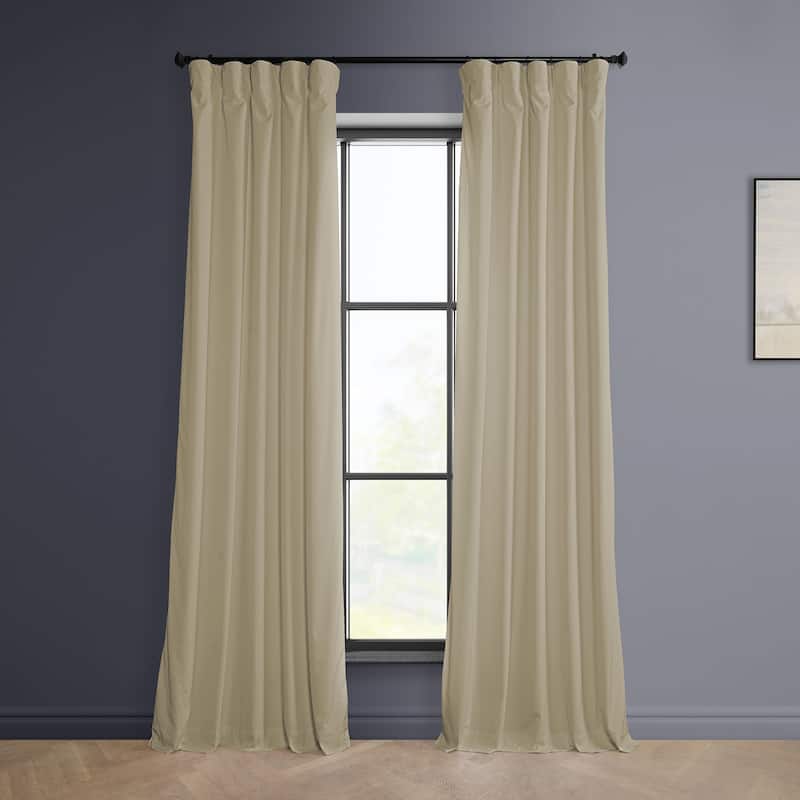 Exclusive Fabrics Heritage Plush Velvet Room Darkening Curtains (1 Panel) Luxury Velvet Curtains for Bedroom & Living Room. - 50 X 108 - Light Beige
