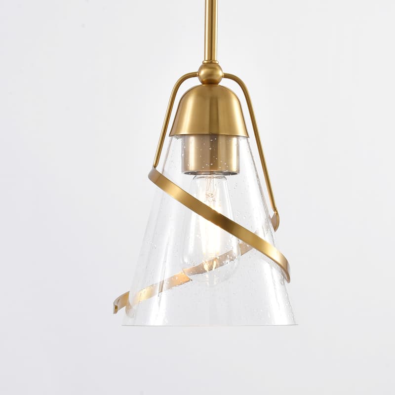 Parrot Uncle 7" Modern Gold 1-light Adjustable Pendant Light with Seeded Glass Shade