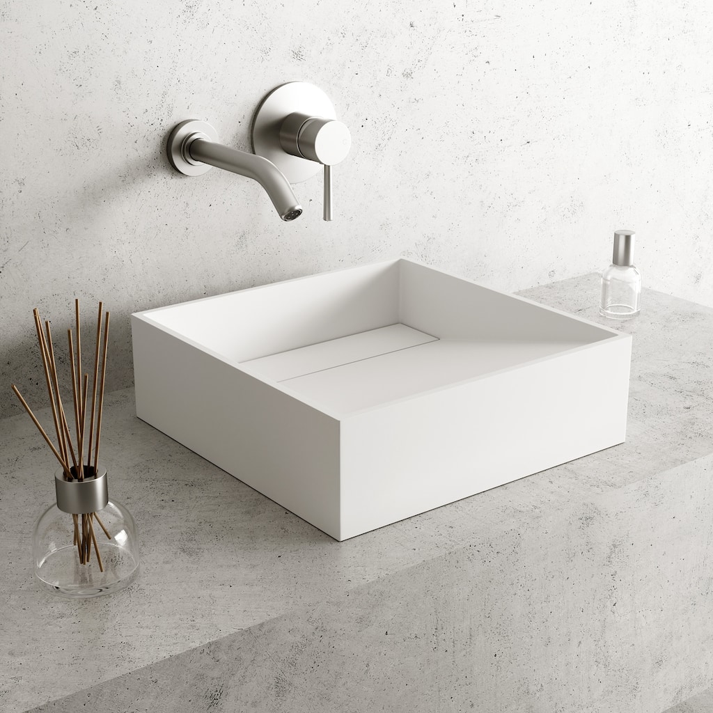 Vigo Starr 15-1/8" Square Matte Stone Vessel Bathroom Sink