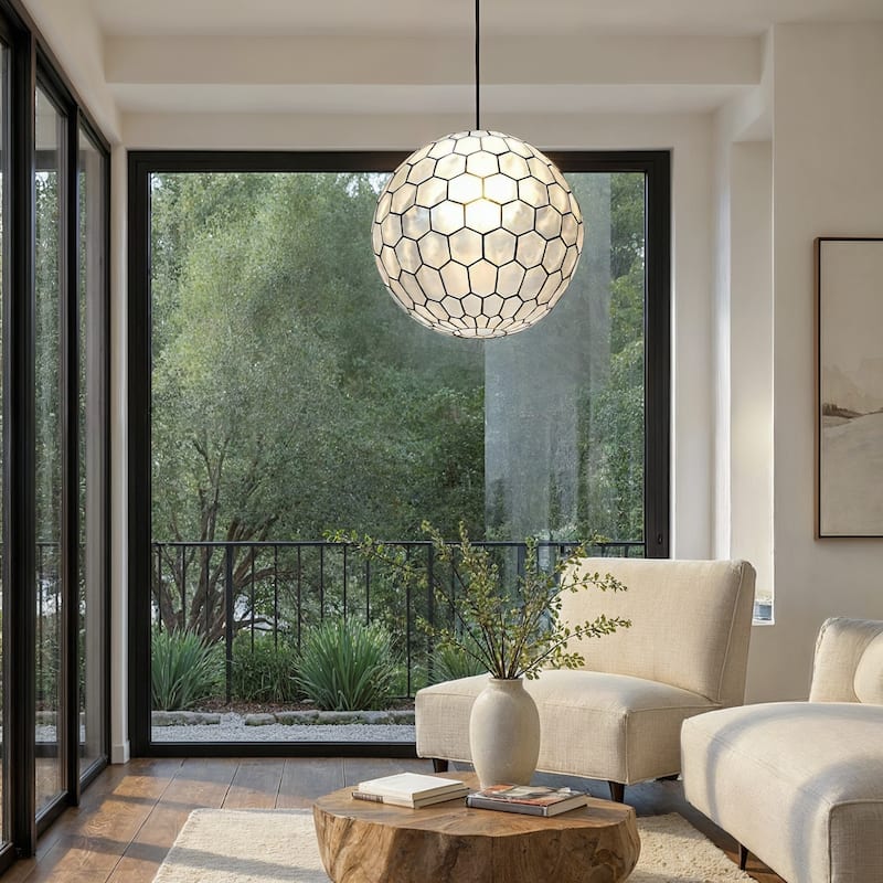 Capiz Honeycomb Globe Pendant Light
