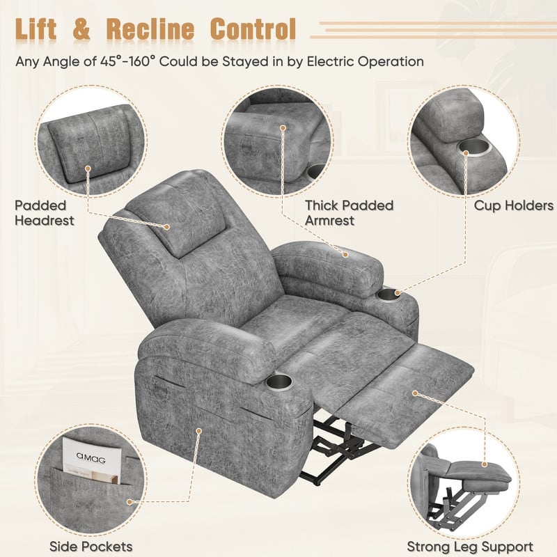 Homall Faux Leather Power Lift Recliner Chair with Massage