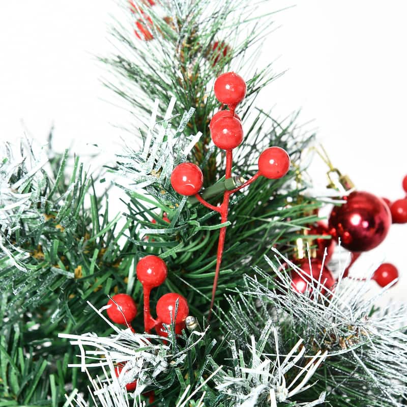 HOMCOM 2 Foot Outdoor Pre-Lit Artificial Christmas Tree Cordless - 2.45 ft
