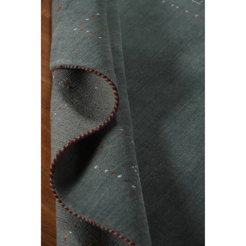 Hand Knotted Oriental 100% Wool Carpet Tribal Tribal Navy Blue & Blues Gabbeh Area Rug - 7' 8'' X 5' 0''