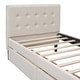 preview thumbnail 10 of 10, Twin Size Upholstered Platform Bed with Linen Headboard and Two Storage Drawers