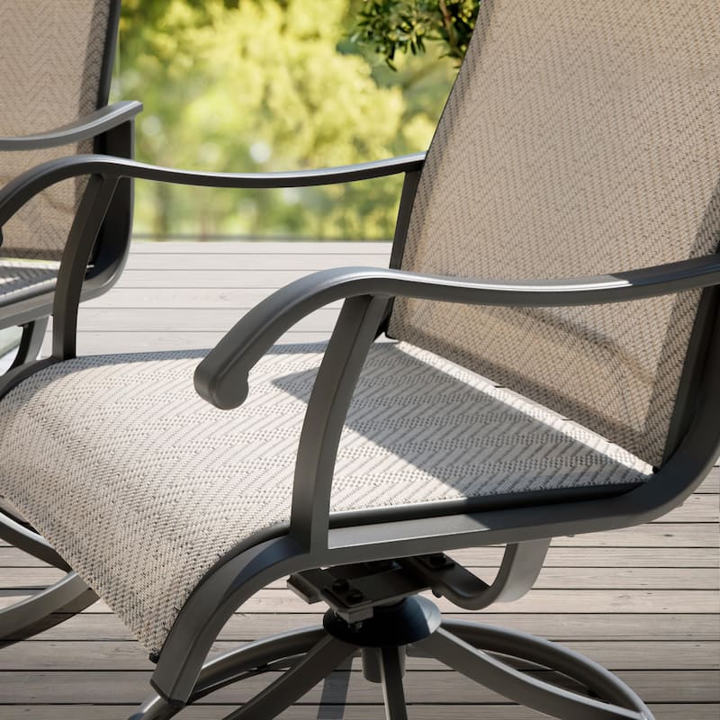 Patio 2-Piece Outdoor Textilene Dining Chairs with Smooth Swivel Design
