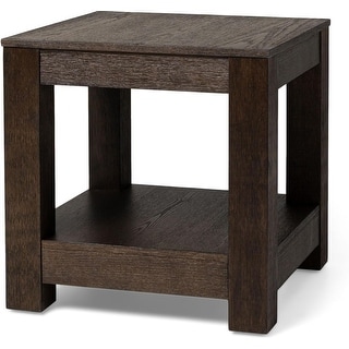 22 Inch Square Side Table with Storage, Solid Wood, for Living Room and ...