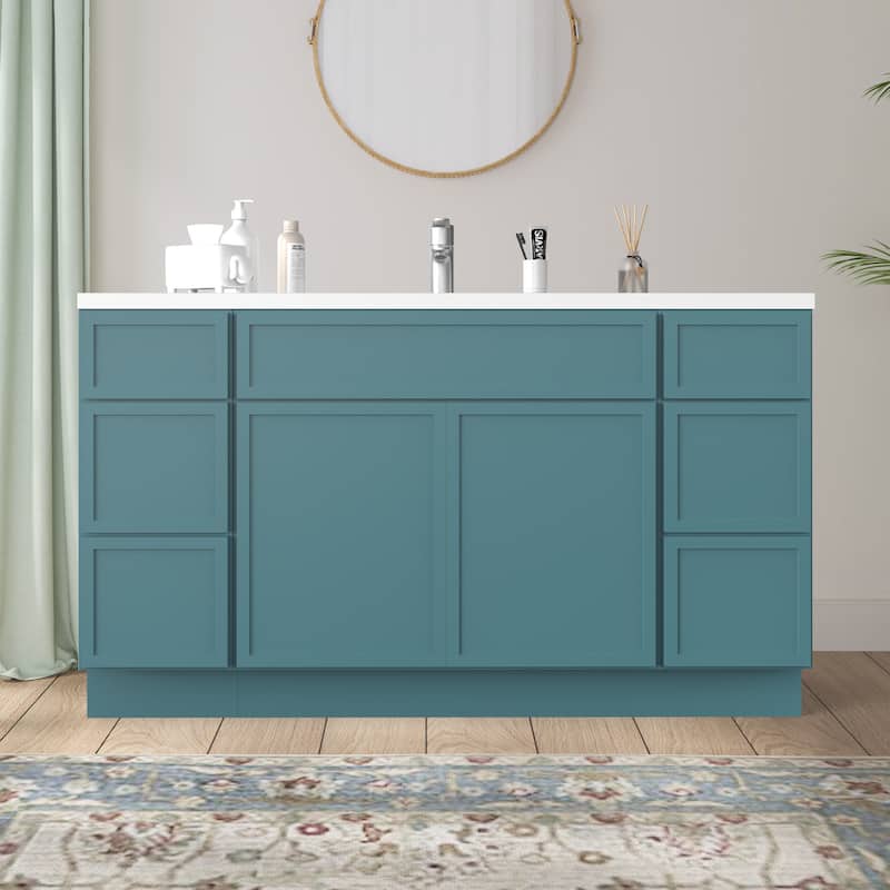 Vanity Art 60" Birch Freestanding Bathroom Vanity Cabinet without Top - Green