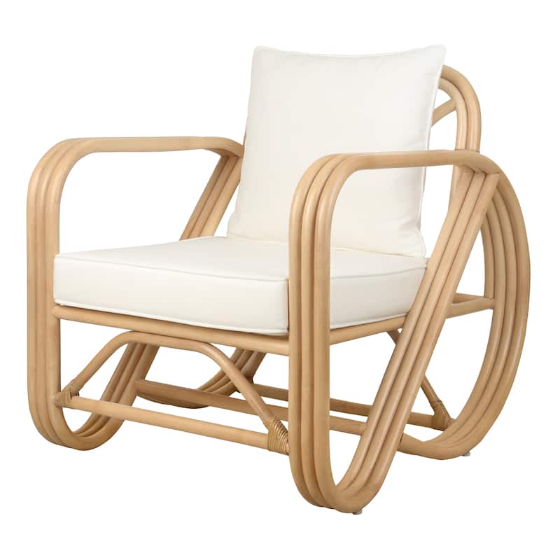 NPD Furniture Aimara Mid-Century Rattan Upholstered Armchair - Natural