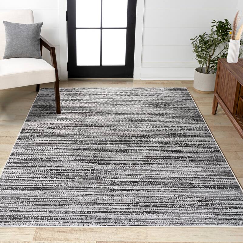 JONATHAN Y Slant Modern Strie' Area Rug - 3 X 5 - Black/Gray
