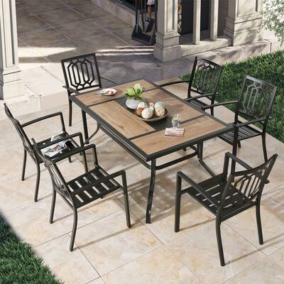 7 Piece Outdoor Dining Set with 6 Dining Chairs and 1 Dining Table