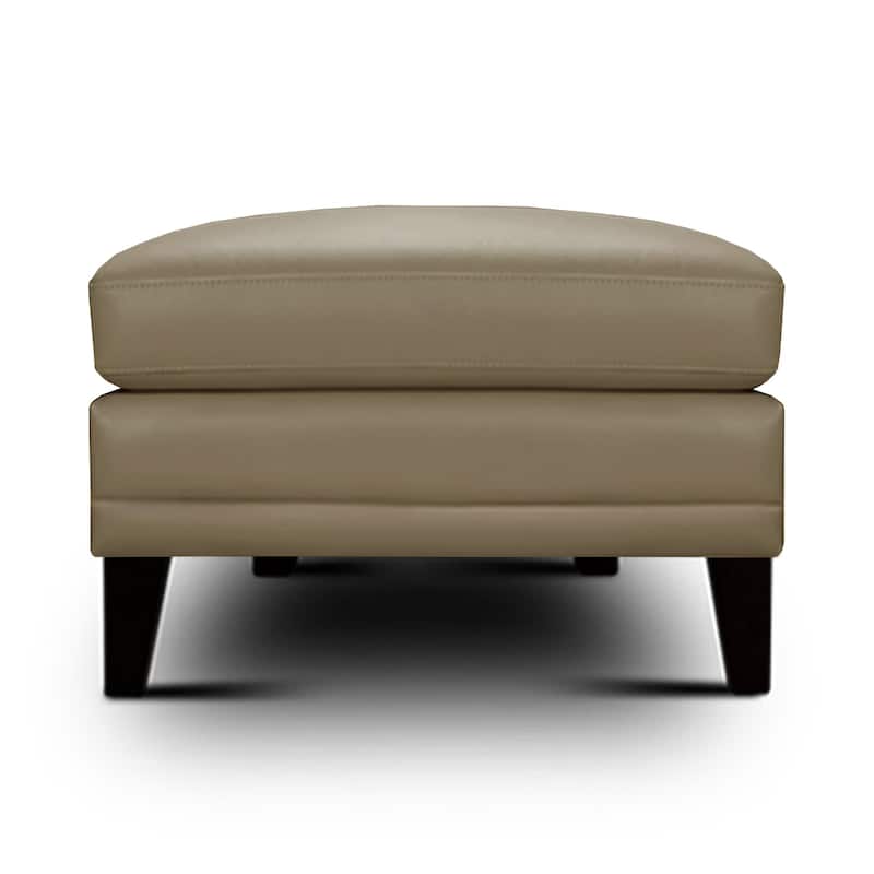 Sienna 100% Genuine Leather Midcentury Modern Ottoman - Beige/Brown