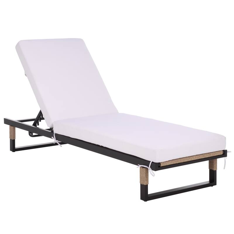 SAFAVIEH Outdoor Living Arman Lounger with Cushion - 79"W x 26"D x 15"H