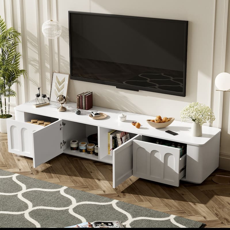 70.9" Wood Floor TV Stand Media Console Cabinet with 2 Drawers, Modern Entertainment Center Cabinet with 2 Cabinets