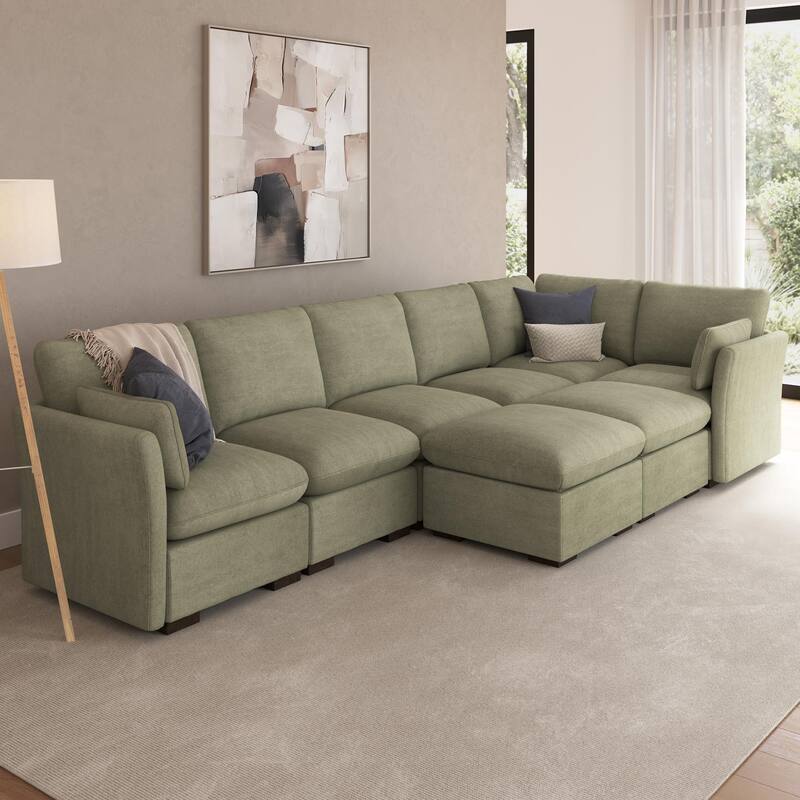 Bush Home Sienna Modular 5-Seater Sectional with Set of 2 Storage Ottomans