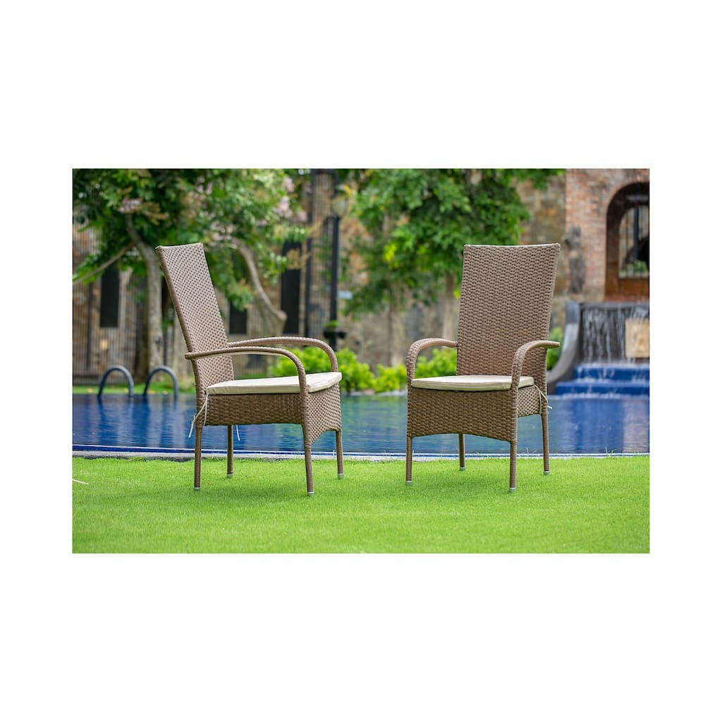 Patio Wicker Chair with Cushion - Outdoor Lounge Chair - Brown Resin Wicker - Comfortable Seating - 42.13