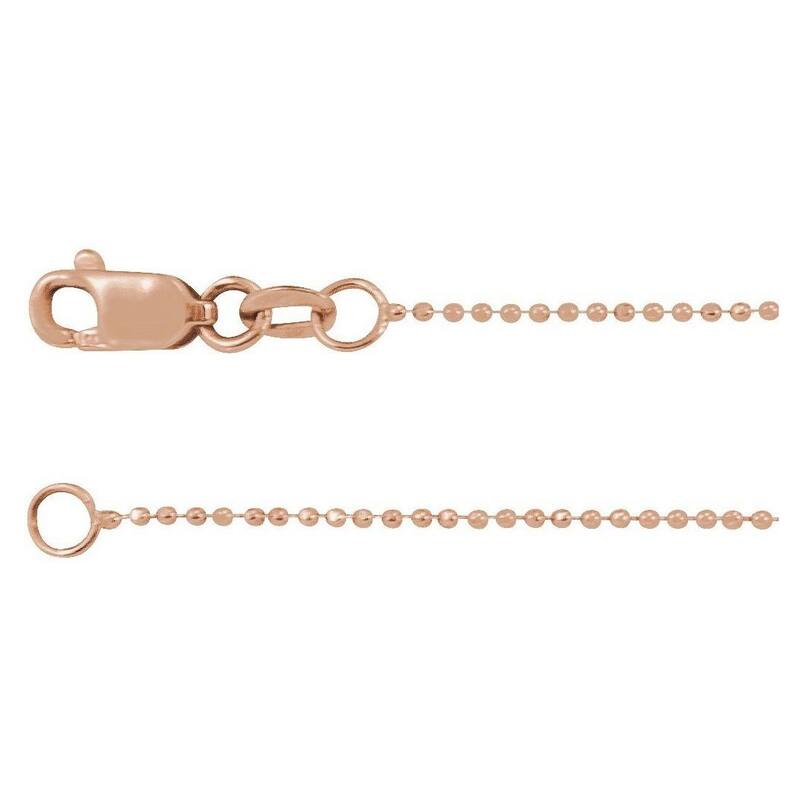 Curata 14k Rose Gold 1mm Diamond Cut Bead Chain Necklace (Lobster)