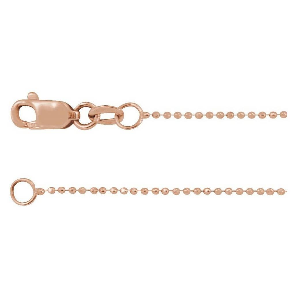 Curata 14k Rose Gold 1mm Diamond Cut Bead Chain Necklace (Lobster)