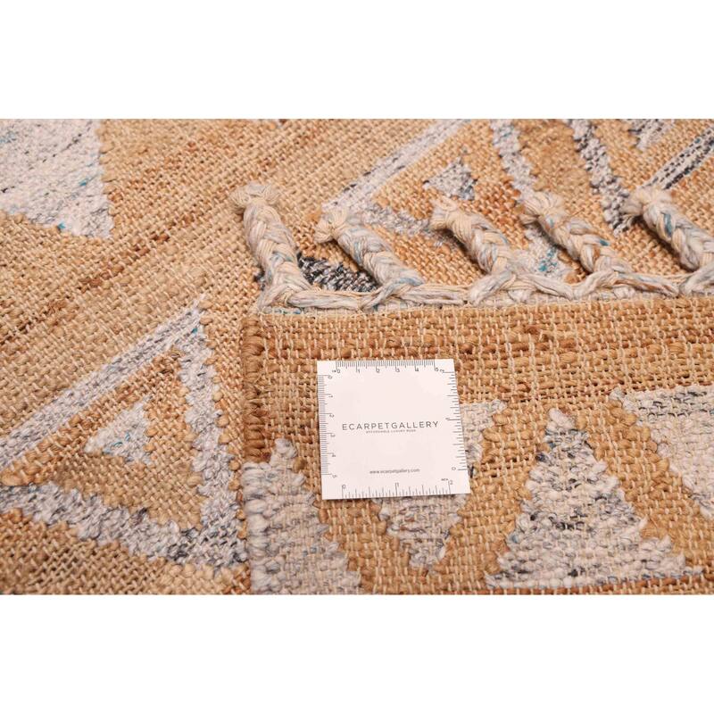 ECARPETGALLERY Flat-Weave Palas Denizli Tan Jute, Rayon Kilim - 5'6 x 7'5