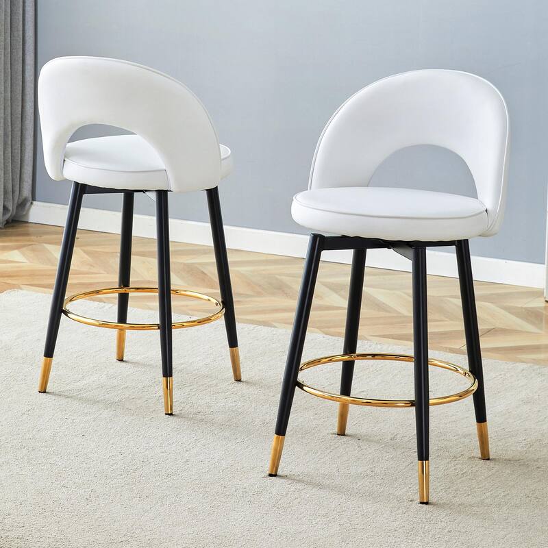 360° Rotatable Bar Chair with Modern PU Upholstery and Metal Legs