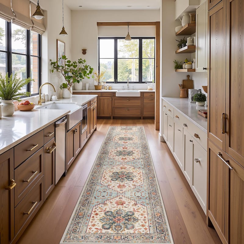 Mcow Vintage Harmony Collection Low-Pile Machine-Washable Area Rug