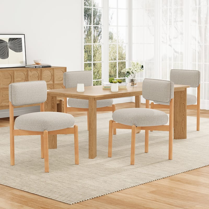 Modern Wooden Blended Linen Dining Chair (Set of 2)