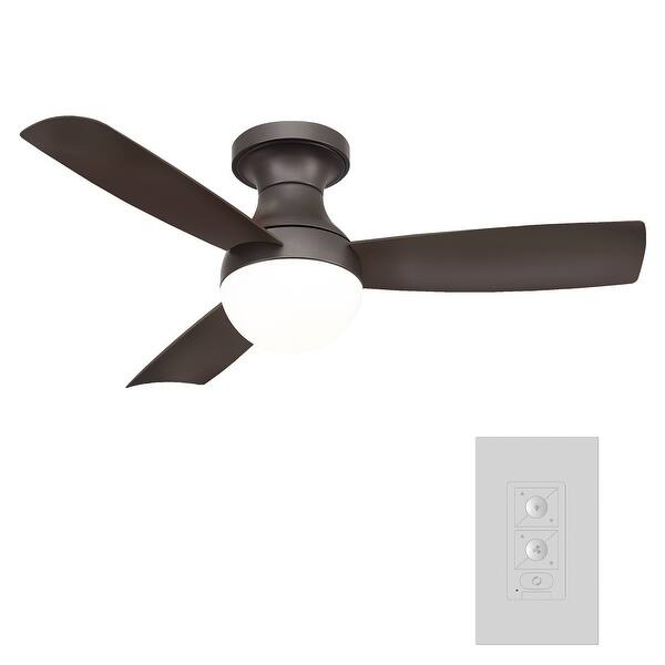 Aloft 44 Inch Three Blade Indoor Outdoor Smart Flush Mount Ceiling Fan With Six Speed Dc Motor And Led Light Overstock 25737949
