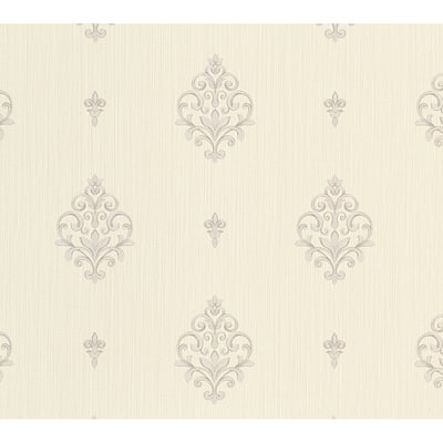 Galerie Wallcoverings Neapolis 3 Fleur-De-Lis Medallion Design Vinyl on Paper Embossed Wallpaper Roll