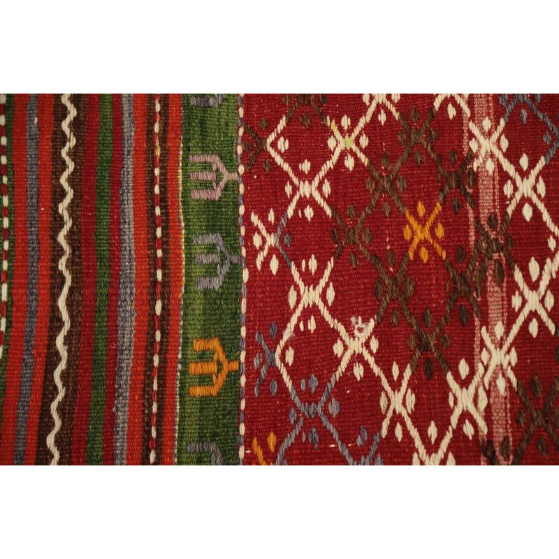 Hand Woven Oriental 100% Wool Carpet Southwestern Tribal Multi-Colored Kilim Area Rug - 7' 7'' X 5' 4''