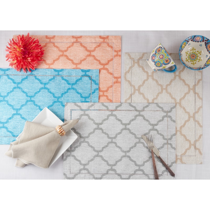 Placemats With Laser-Cut Hemstitch Design (Set of 4) - 14"x20"
